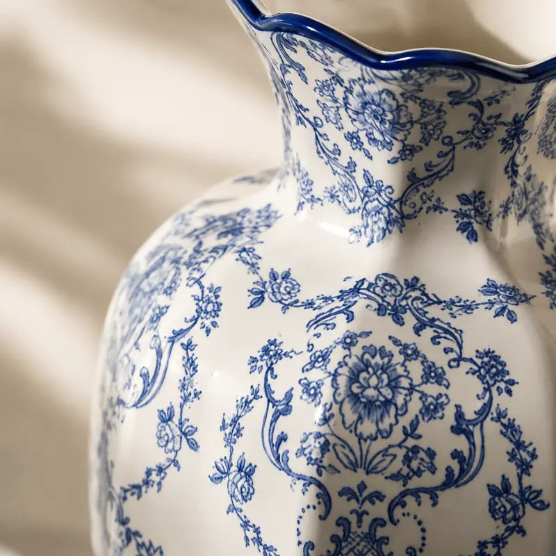 Bluewave Ceramic Vase Set Decorative Pair – Classic Porcelain Pattern Elegant Home Accent 1