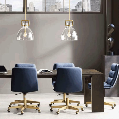 Bramont Kitchen Pendant Lighting – Brass Finish Glass Cloche for Island Illumination 1