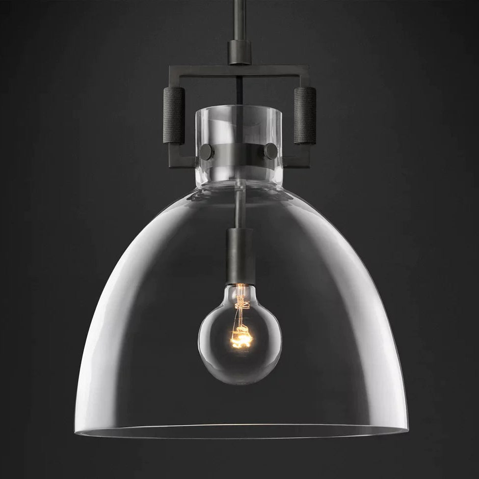 Bramont Kitchen Pendant Lighting – Brass Finish Glass Cloche for Island Illumination 2