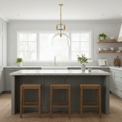 Bramont Kitchen Pendant Lighting – Brass Finish Glass Cloche for Island Illumination 4