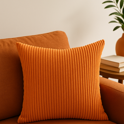 Stripe Design Corduroy Home Decorative Cushion Cover (Pack of 2) – Soft feel for Modern Spaces