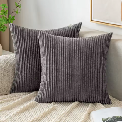 Stripe Design Corduroy Home Decorative Cushion Cover (Pack of 2) – Soft feel for Modern Spaces