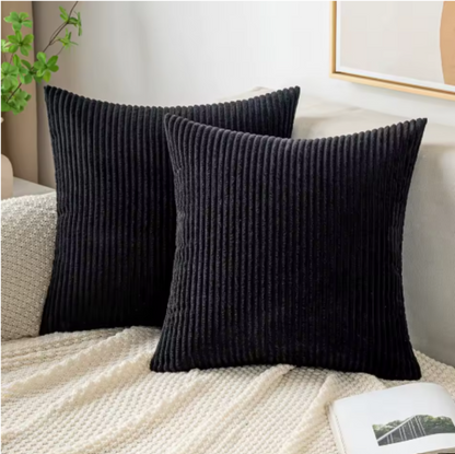 Stripe Design Corduroy Home Decorative Cushion Cover (Pack of 2) – Soft feel for Modern Spaces