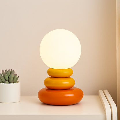 Peren Nordic Stacked Stone Bedside Lamp – Elegant Dimmable LED Lighting