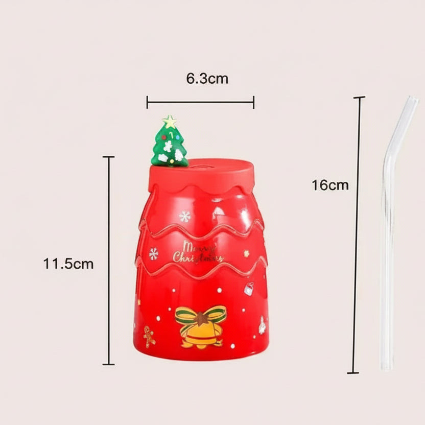 Crescent Christmas Mug Set – Eco-Friendly With Lid and Straw for Festive Enjoyment 6