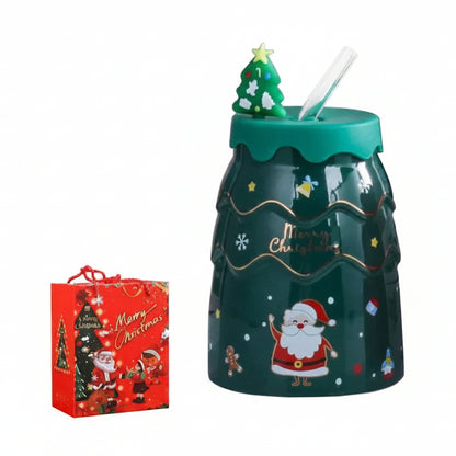 Crescent Christmas Mug Set – Eco-Friendly With Lid and Straw for Festive Enjoyment 7