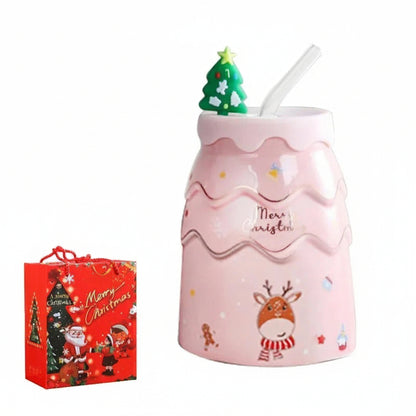 Crescent Christmas Mug Set – Eco-Friendly With Lid and Straw for Festive Enjoyment 8