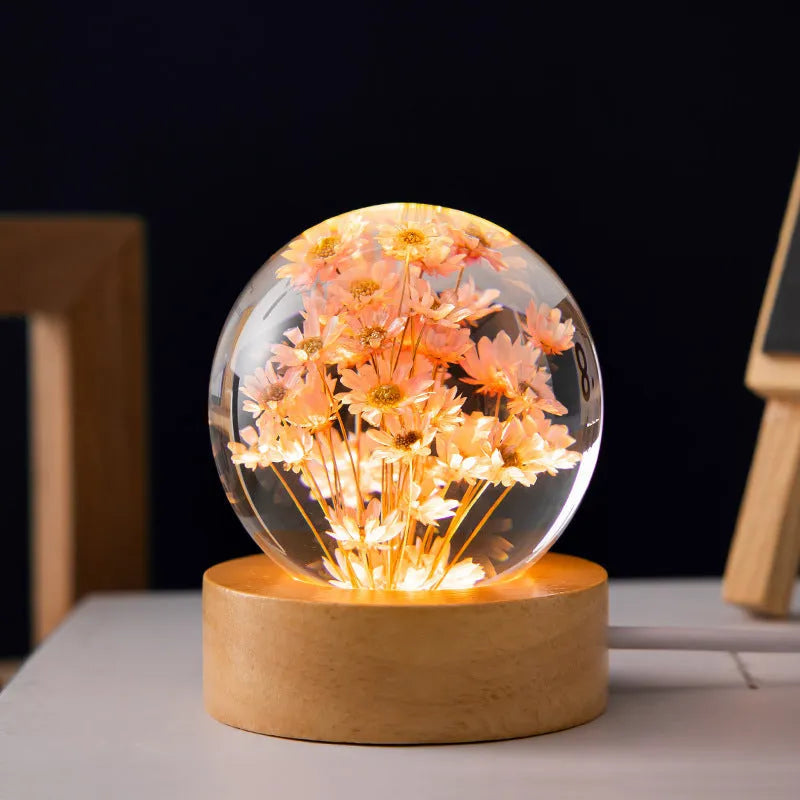 Dalia Desktop Night Light – 3D Dandelion Crystal Ball with USB Power 4