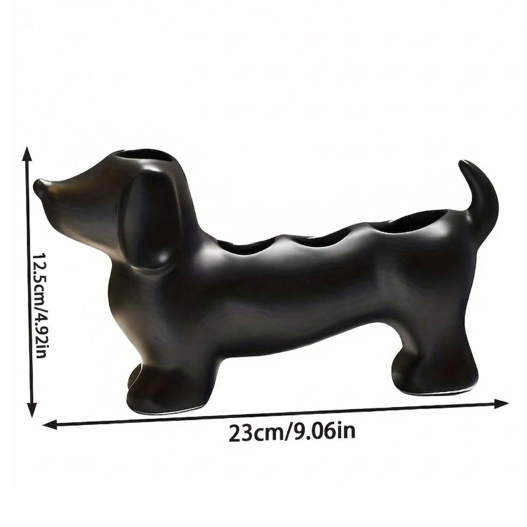 Daxie Black Bathroom Toothbrush Holder – Unique Dachshund Design Organizer 1