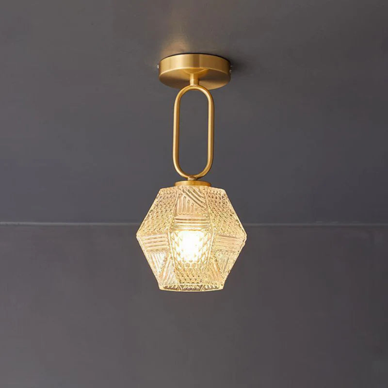 Joren Diamond Art Deco Ceiling Light Fixture – Elegant Brass Design for Stylish Illumination