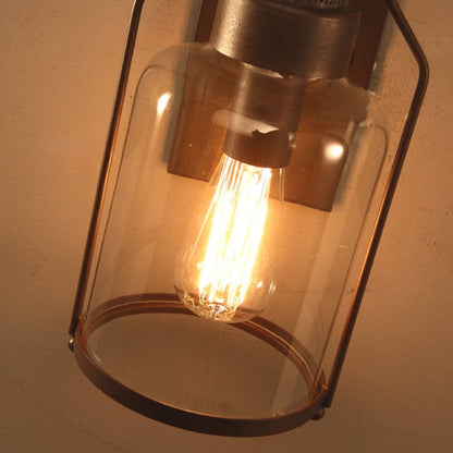 Farren Vintage Rust Wall Sconce – Clear Glass Lantern Accent Lighting 6