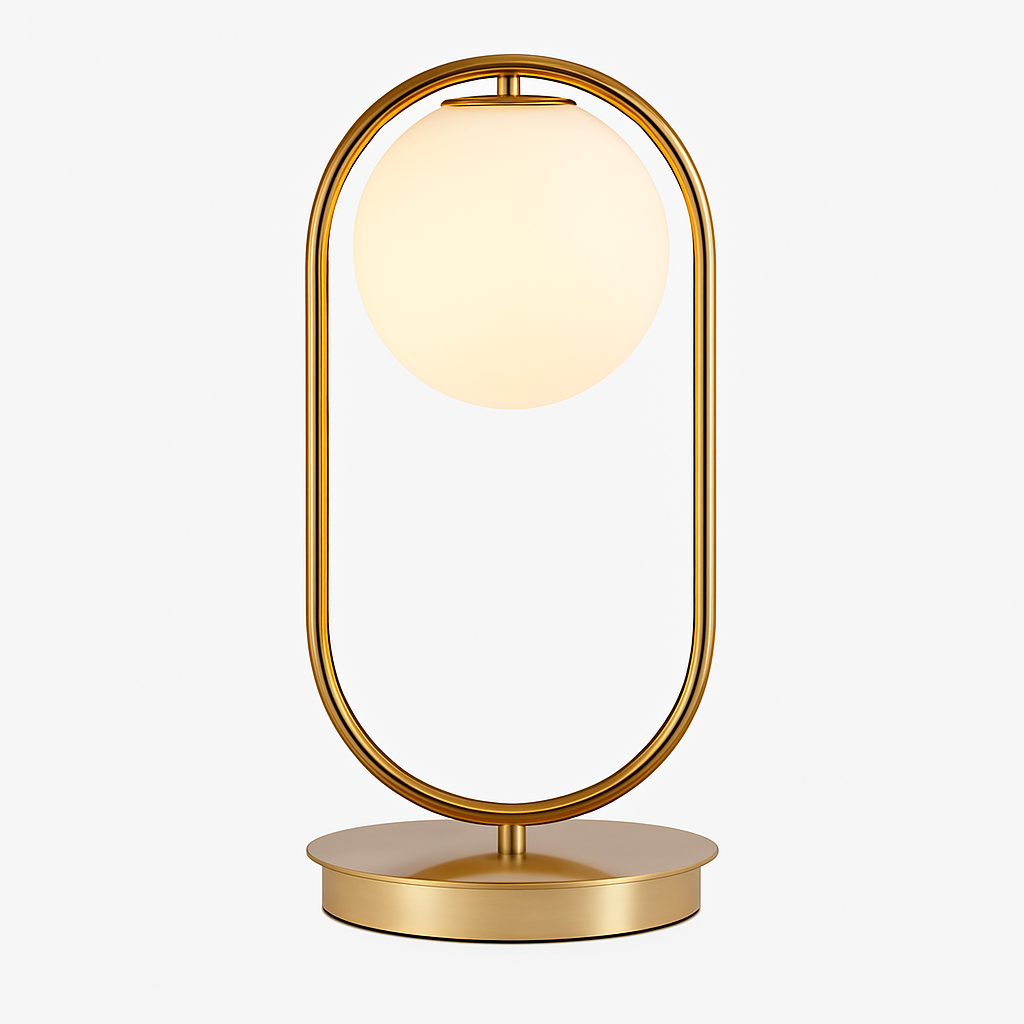 Olivara Modern Gold Table Lamp – Elegant Glass Ball Design for Bedroom