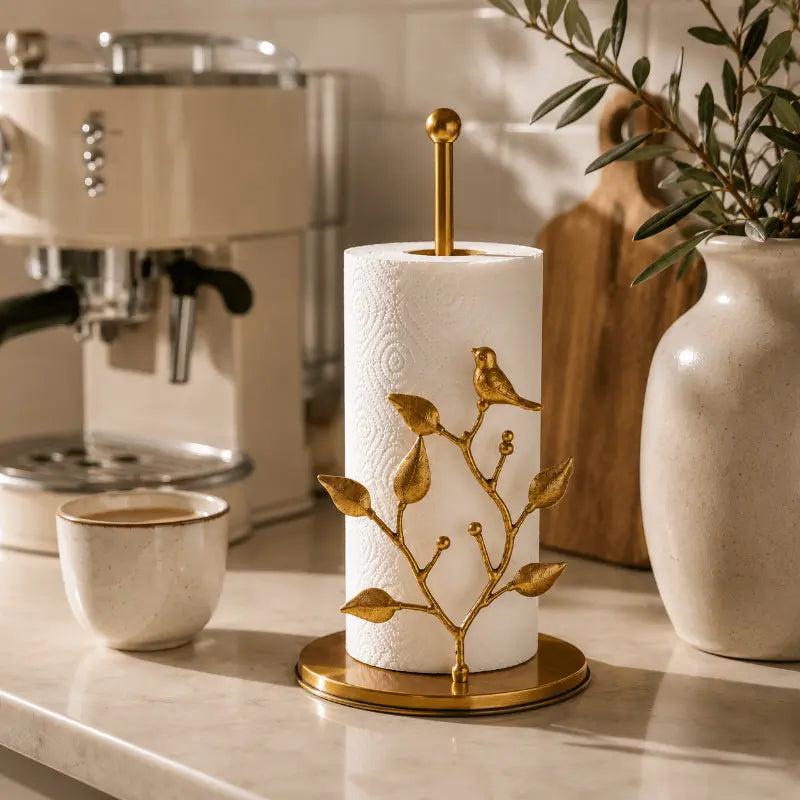 Goldcrest Kitchen Paper Towel Holder – Decorative Bird Design for Space-Saving Convenience 1
