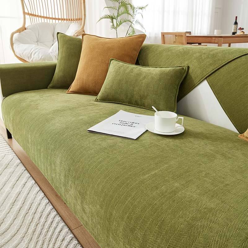 Perin Herringbone Chenille Couch Cover – Stylish Pet-Friendly Slipcover Protector