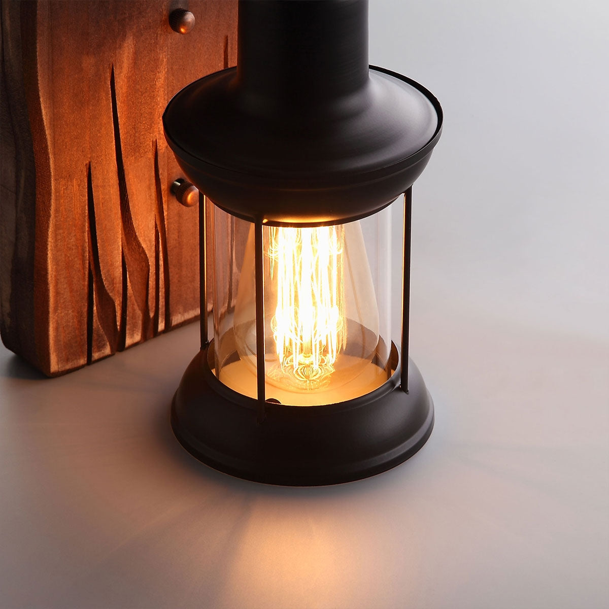 Indigo Industrial Wall Sconce – Clear Glass Shade Durable Indoor Lighting 3