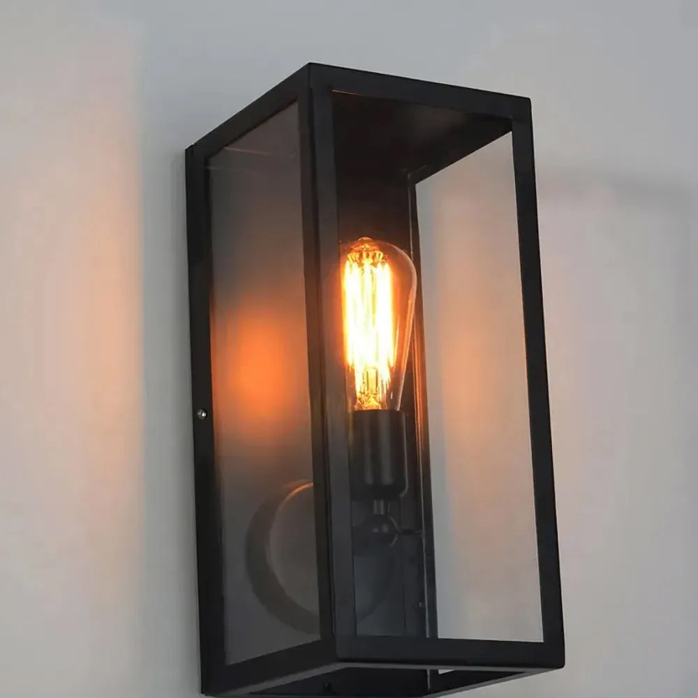 Indigo Outdoor Wall Lantern – Matte Black Frame for Elegant Exterior Illumination 0