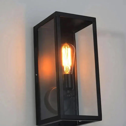 Indigo Outdoor Wall Lantern – Matte Black Frame for Elegant Exterior Illumination 0