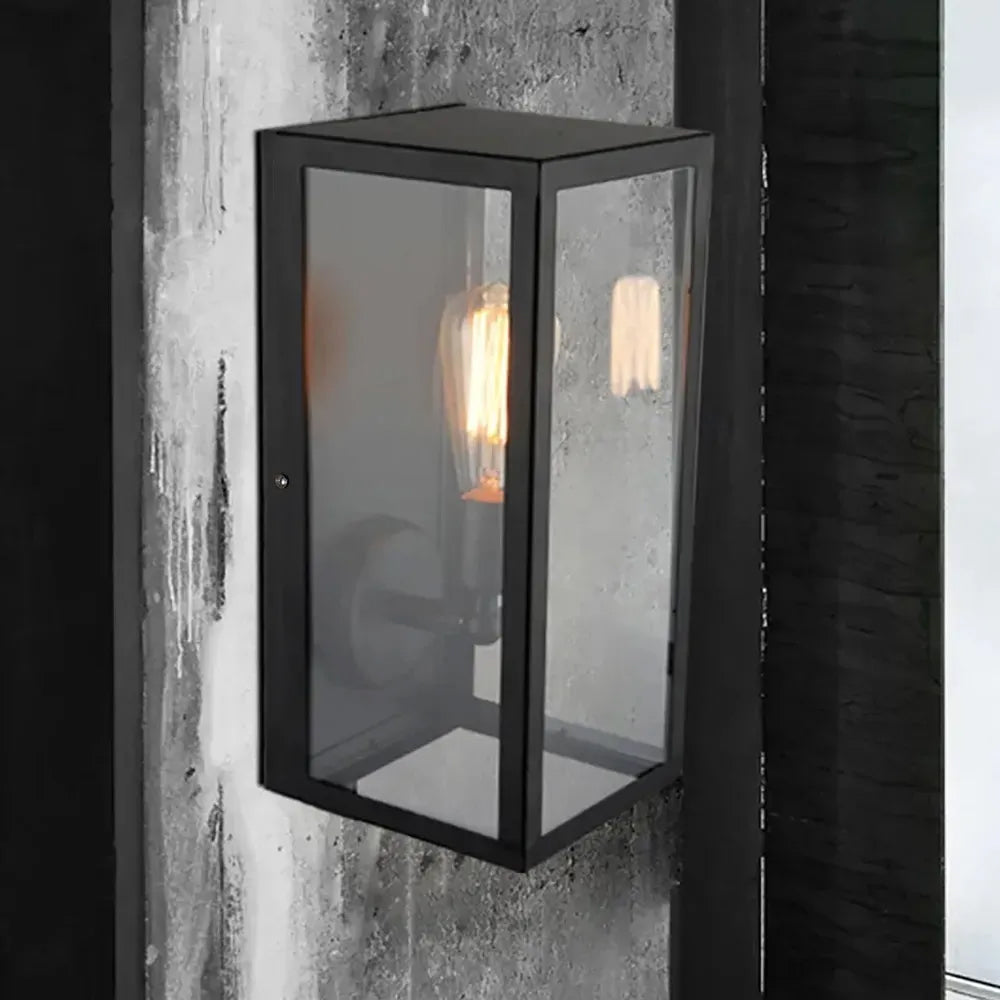 Indigo Outdoor Wall Lantern – Matte Black Frame for Elegant Exterior Illumination 1