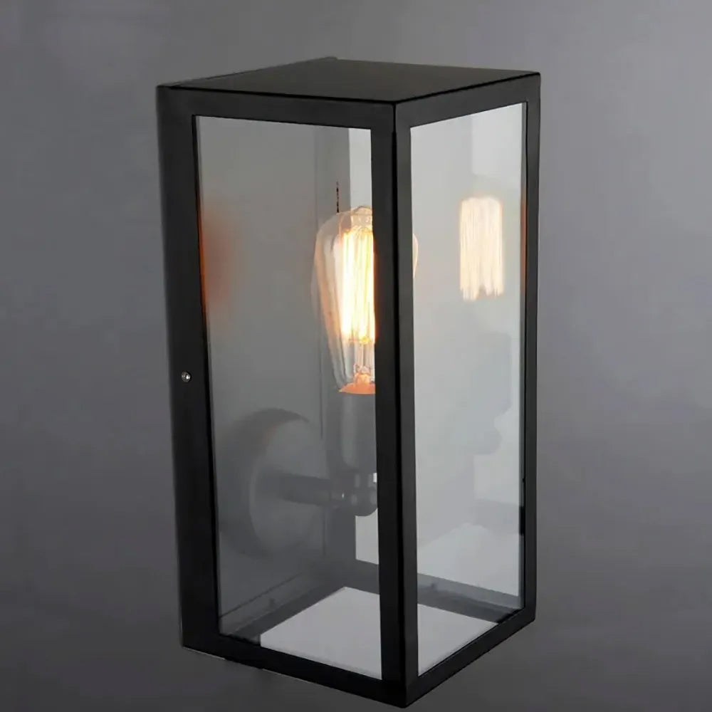 Indigo Outdoor Wall Lantern – Matte Black Frame for Elegant Exterior Illumination 2