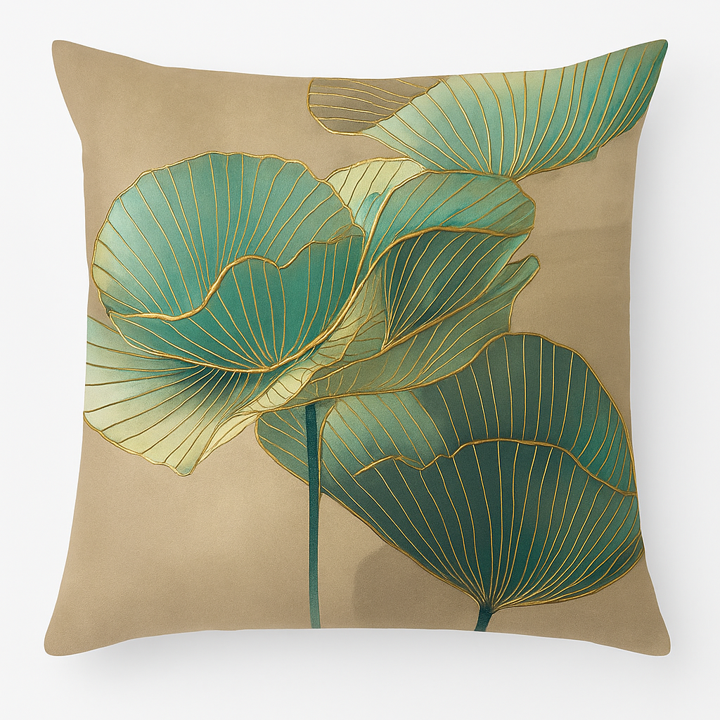 Jastin Artistic Cushion Cover (Set of 2) – Elegant Ginkgo Design for Versatile Use