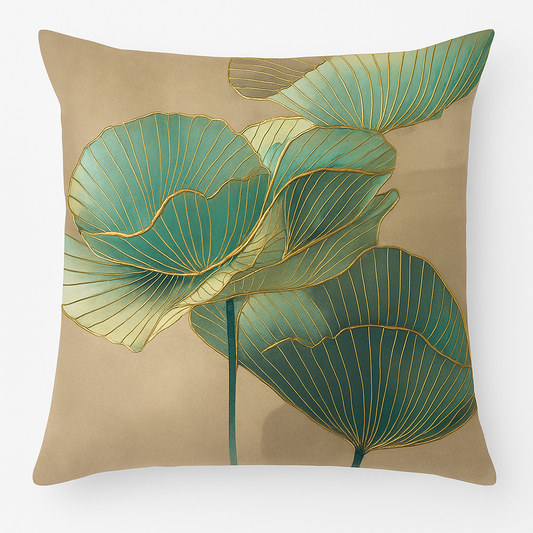 Jastin Artistic Cushion Cover (Set of 2) – Elegant Ginkgo Design for Versatile Use