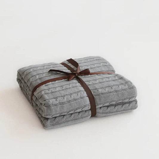 Navis Knitted Cozy Cotton Throw Blanket – Stylish Warmth for Every Room