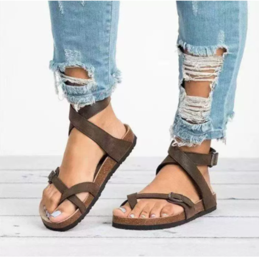 Lara Women's Brown Adjustable Comfort Sandals – Supportive Style for All-Day Wear