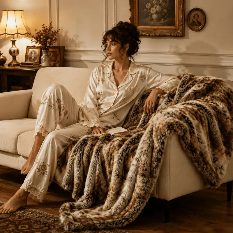 Luxe Women’s Faux Fur Throw Blanket – Ultra-Soft Comfort for Cozy Evenings 1
