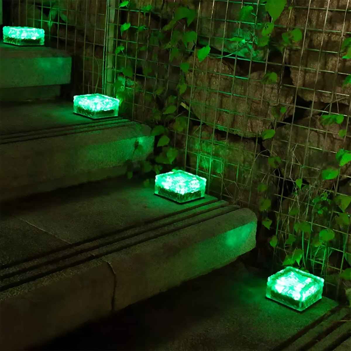 Ice Outdoor Solar Garden Lights – Modern Ice Cube Design for Night time Ambiance  -Set of 4