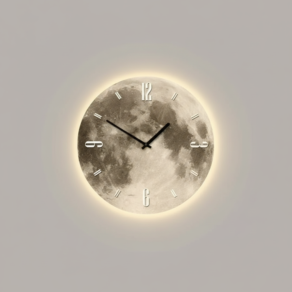Mosaic Large Wall Clock – Unique Moon Design for Elegant Living Spaces