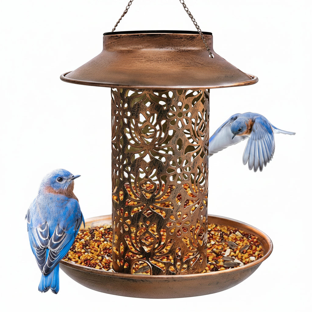 NaturaBird Outdoor Bird Feeding Station – Weather-Resistant with Solar Night Light 0
