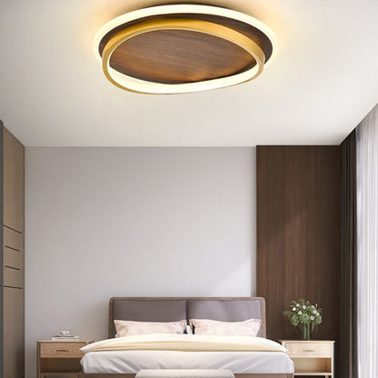 Nira Walnut Grain Flush Mount Ceiling Light – Stylish Illumination for Any Space