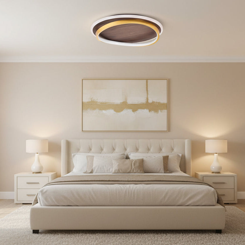 Nira Walnut Grain Flush Mount Ceiling Light – Stylish Illumination for Any Space