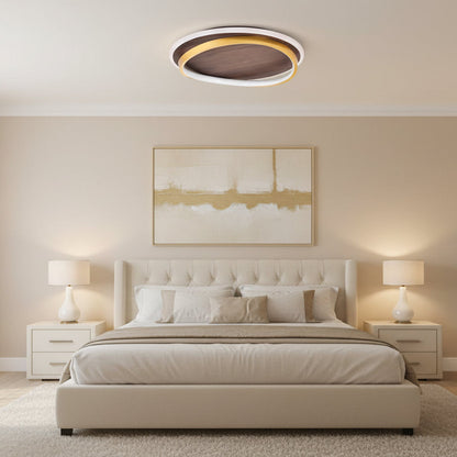 Nira Walnut Grain Flush Mount Ceiling Light – Stylish Illumination for Any Space