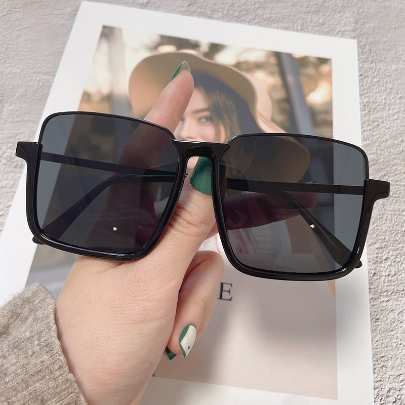 Rhi Women's Oversized Square Sunglasses – Trendy Half Rim Design for UV Protection