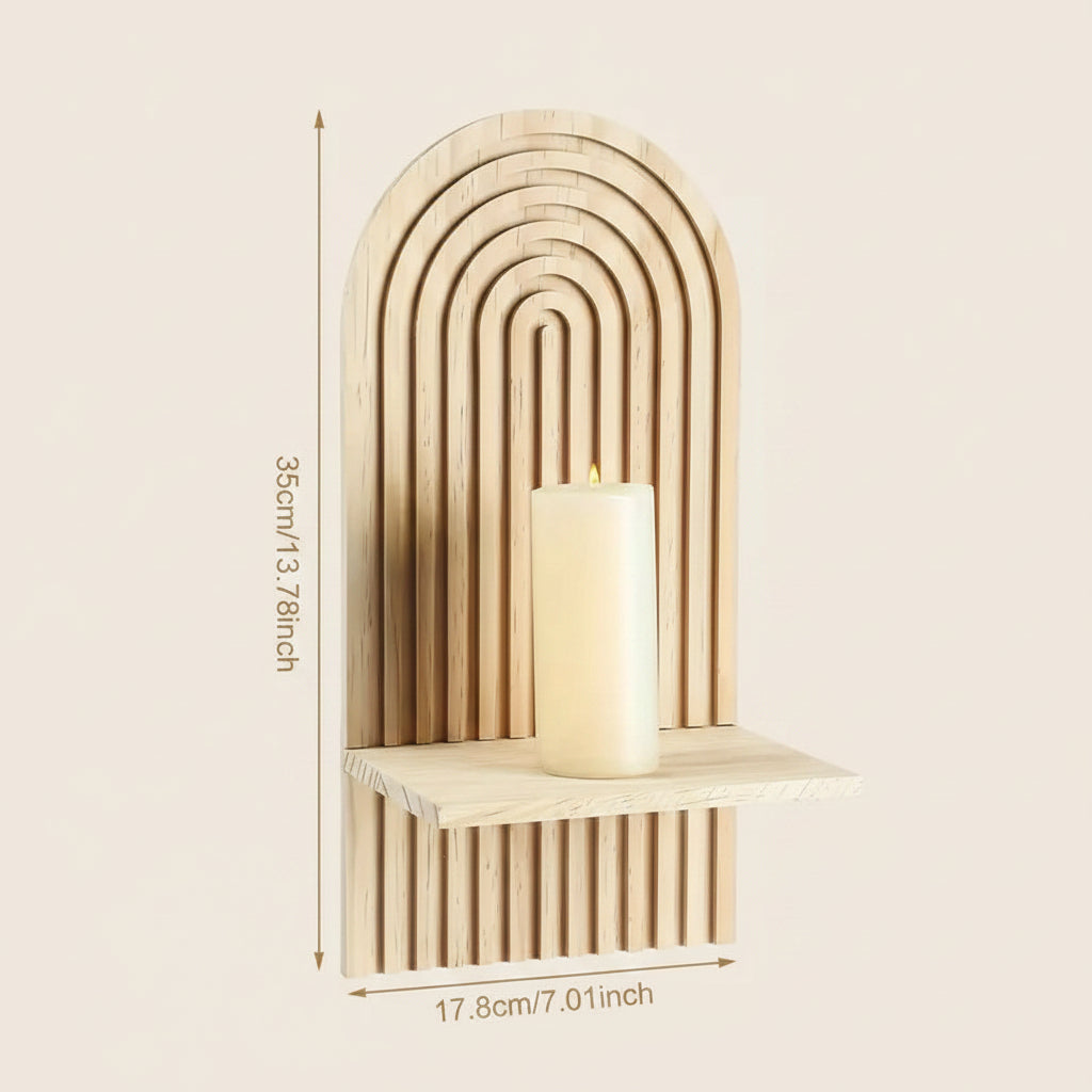 Radiant Boho Wooden Shelf – Unique Sun Rainbow Design for Stylish Home Decor 2