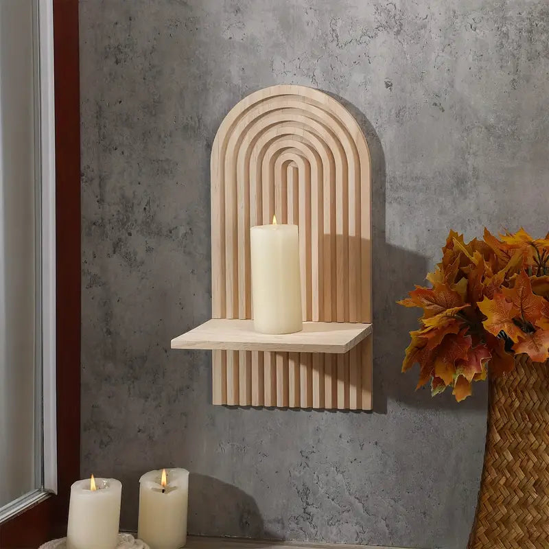 Radiant Boho Wooden Shelf – Unique Sun Rainbow Design for Stylish Home Decor 3