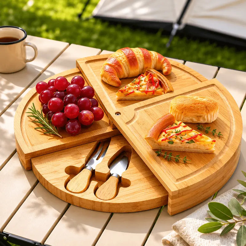 Raven Cheese Lovers Bamboo Board Set – Rotating Design for Elegant Charcuterie Serving 2