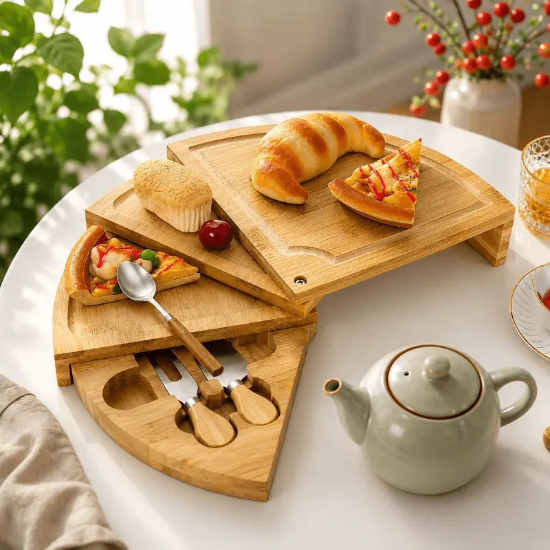 Raven Cheese Lovers Bamboo Board Set – Rotating Design for Elegant Charcuterie Serving 3