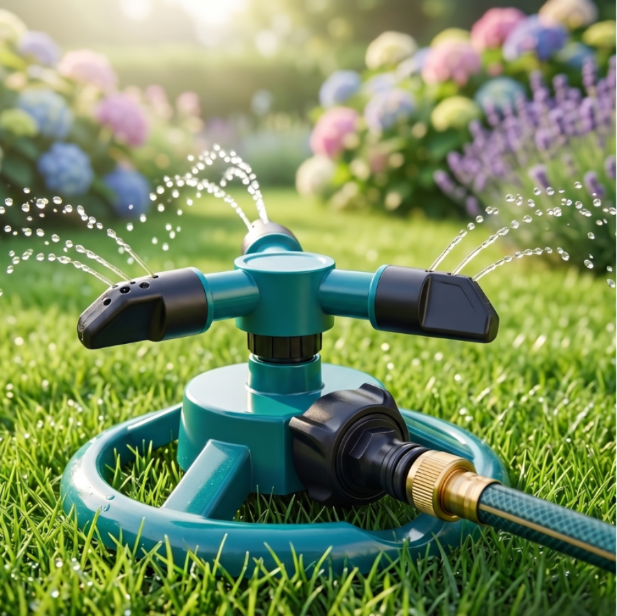 Raven Garden Sprinkler – 3-Arm Rotating System for Even Lawn Watering 0