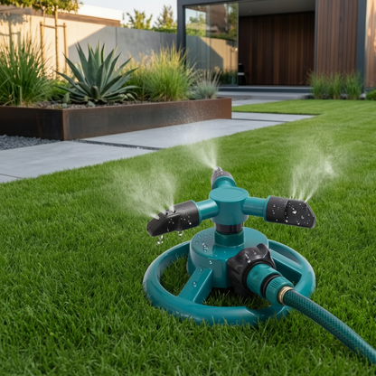 Raven Garden Sprinkler – 3-Arm Rotating System for Even Lawn Watering 1