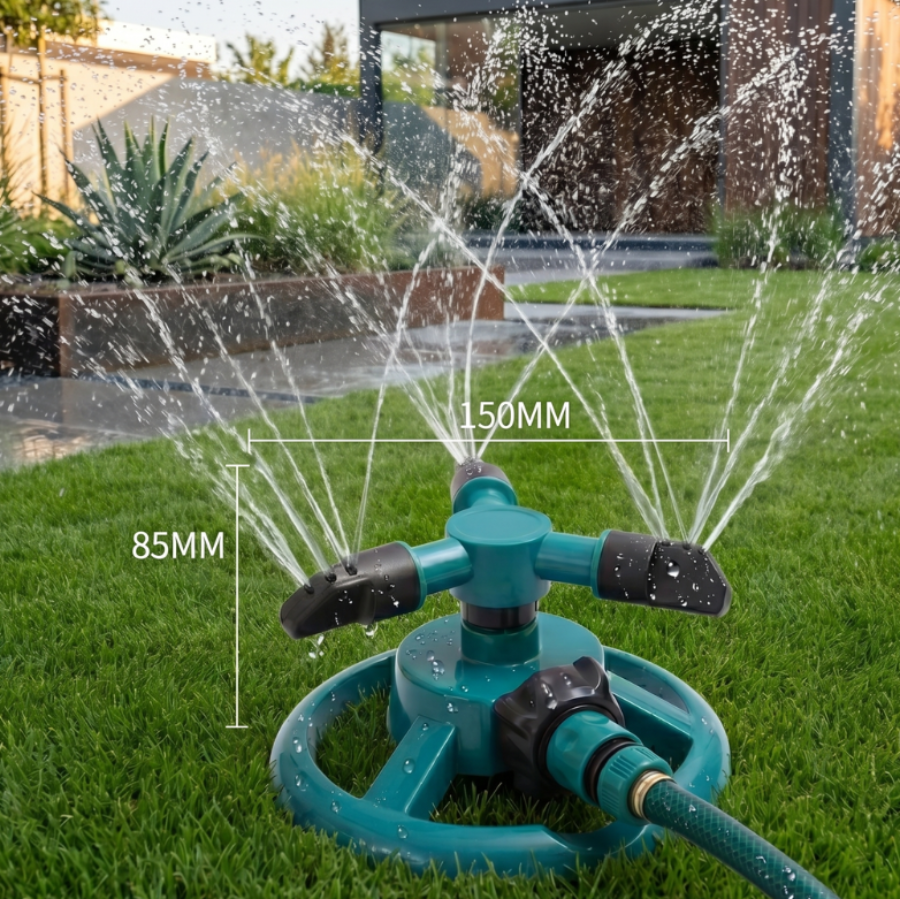 Raven Garden Sprinkler – 3-Arm Rotating System for Even Lawn Watering 2