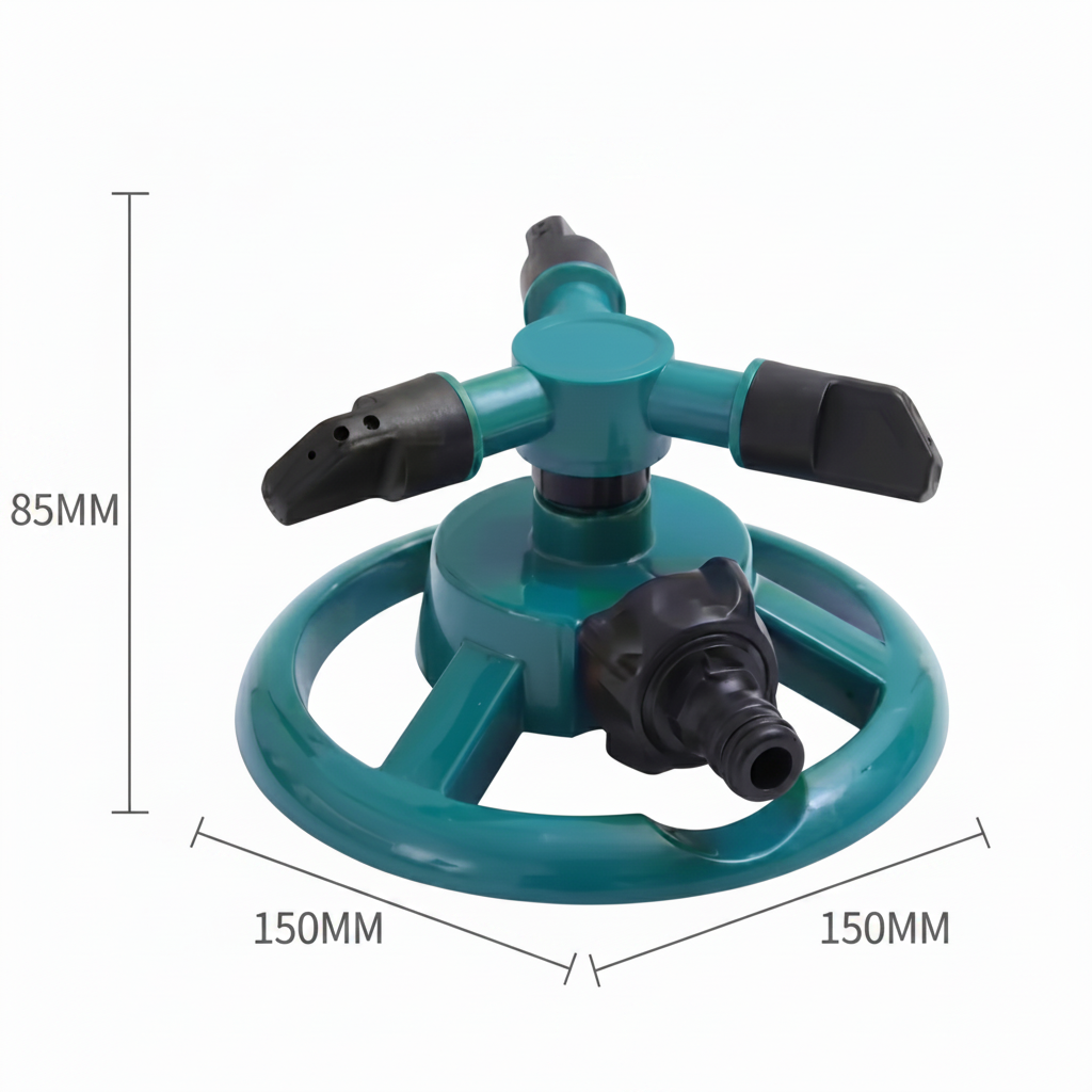 Raven Garden Sprinkler – 3-Arm Rotating System for Even Lawn Watering 3