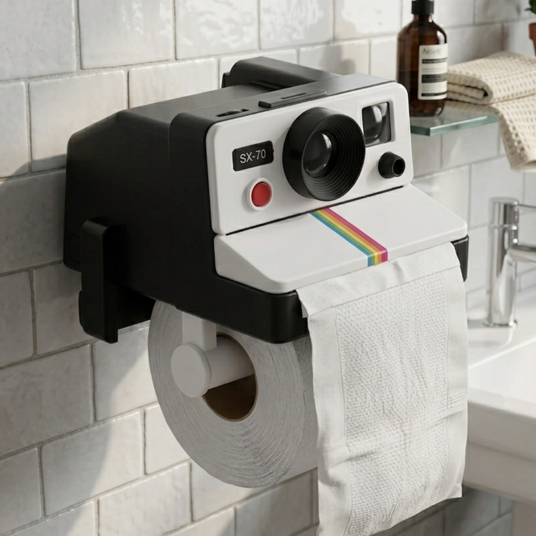 RetroCam Toilet Paper Holder – Unique SX-70 Design for Neat Bathroom Style 1