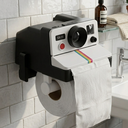 RetroCam Toilet Paper Holder – Unique SX-70 Design for Neat Bathroom Style 1