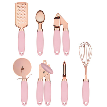 Rivona Rose Gold Cooking Set – 7-Piece Stainless Steel Kitchen Tools with Silicone Handles 6