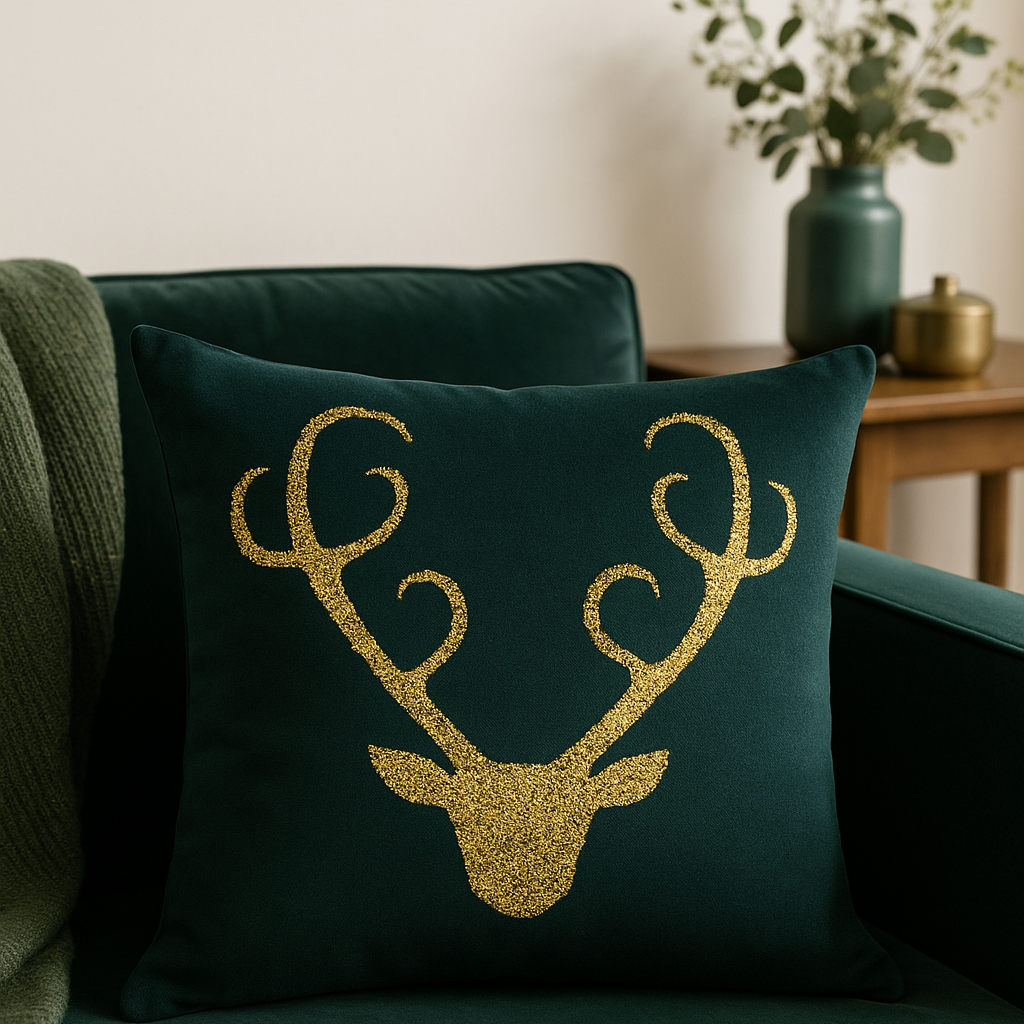 Sage Retro Geometric Cushion Cover (Set of 2) – Elegant Light Gold Design for Stylish Spaces