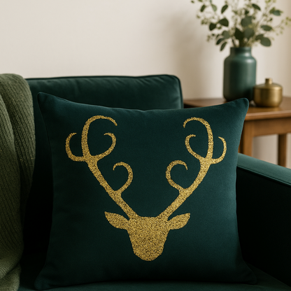 Sage Retro Geometric Cushion Cover (Set of 2) – Elegant Light Gold Design for Stylish Spaces