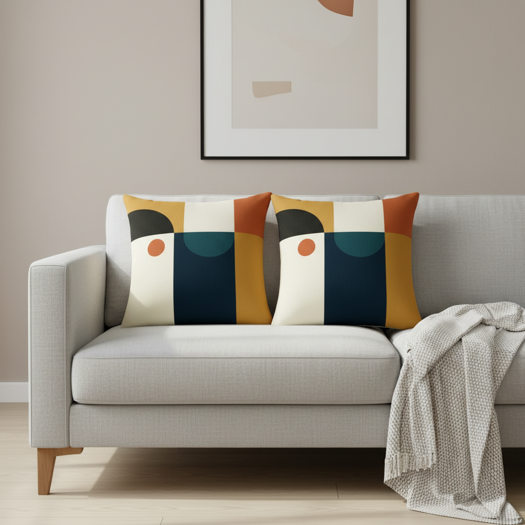 Nordic Modern Abstract Cushion Cover (Set of 2) – Soft Polyester Art for Stylish Homes