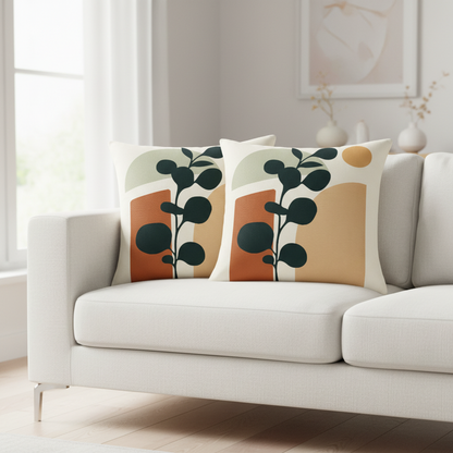 Botanic Artistic Cushion Cover (Set of 2)– Abstract Design Enhances Modern Living Spaces